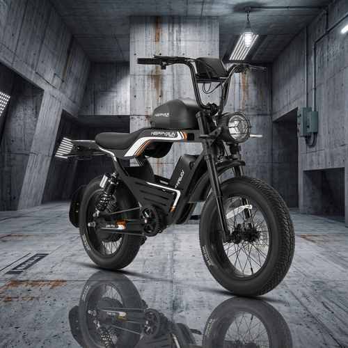 Black HappyRun G100 Pro Dual battery Electric Cargo Bikes. Off-road, all terrain E-bikes with 72V 6000W motor system, fat-tire cruisers to sleek urban commuters. NFC unlock and LED Display, Hydraulic disc drakes, Full Suspension. HappyRun G100 e-bike is similar to Freego Flash F3 Pro Max Dual Motor 750W eBike 55Ah Battery 34 MPH, Voltvogue BK-20 Adult Electric Bike, Segway Xyber Electric Bike, Freego Flash F3 Pro Max Electric Bike, Cheetah MT-380 Dual-Motor Electric Motorbike.